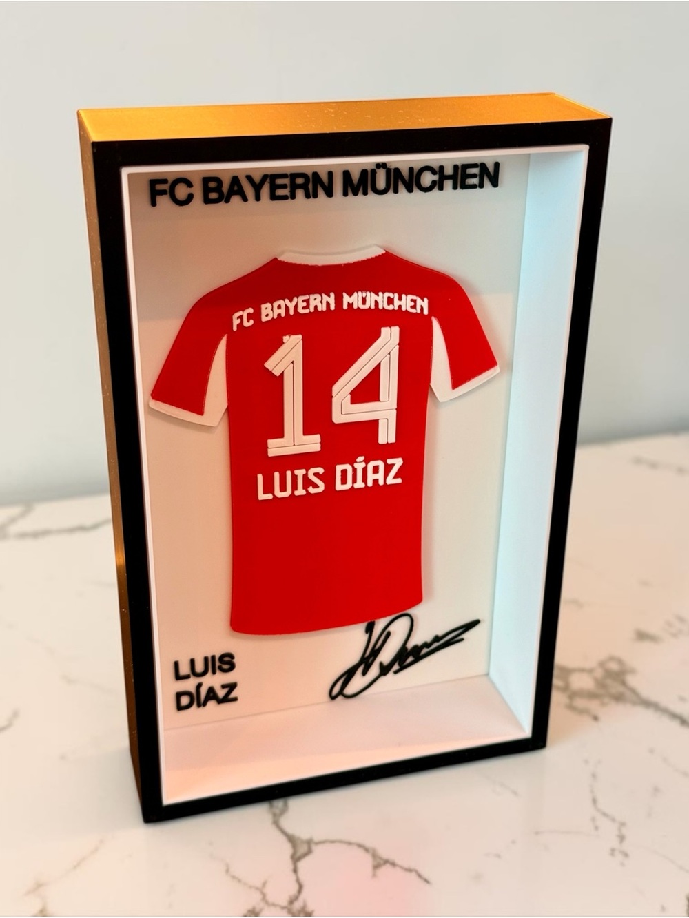 FC Bayern München Luis Díaz #14 3D Jersey Display Box | Soccer Fan Decor | - Picture 2 of 2